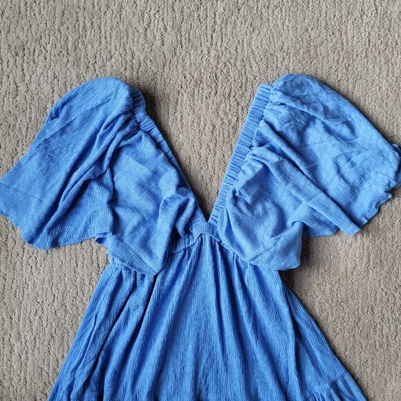 Women’s V-Neck Tiered Backless Maxi Dress – Size S – Light Blue – NWOT - Picture 3 of 11